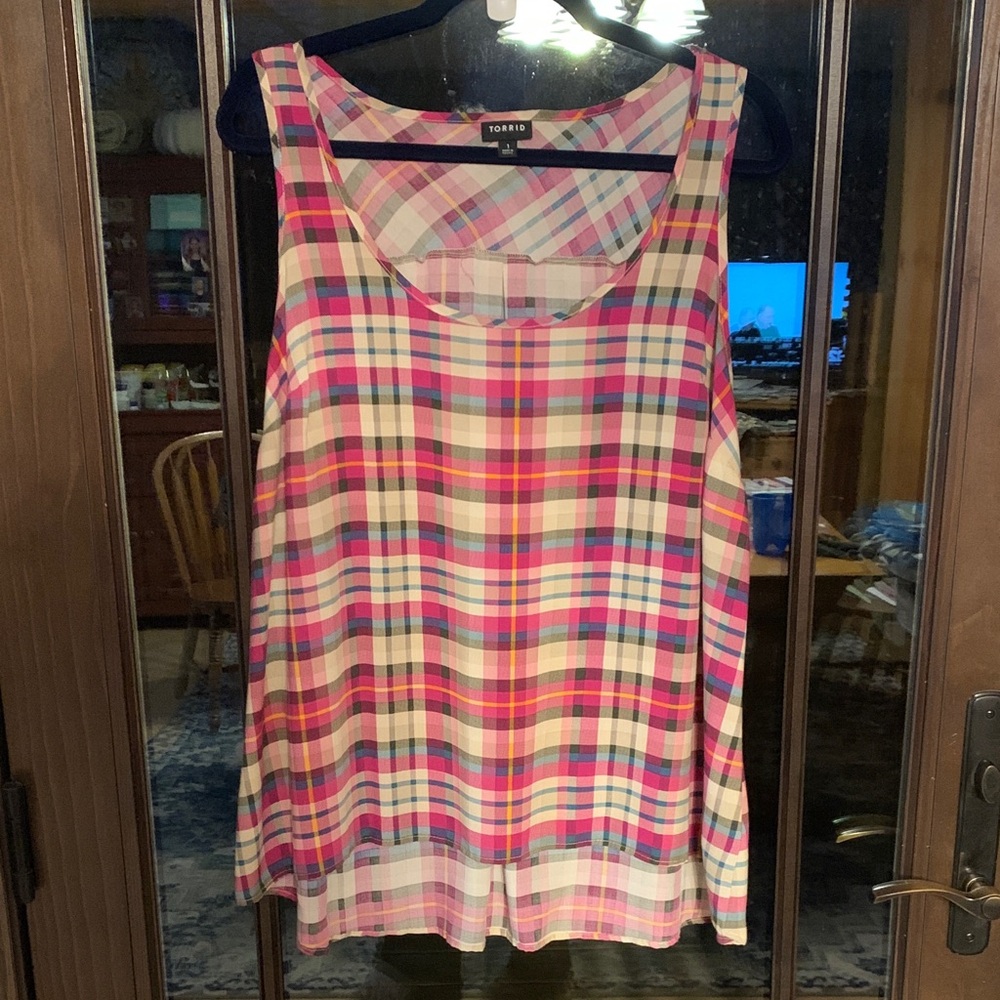 Torrid Pink Plaid Lightweight Tank Top